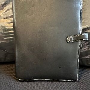 Coach Leather Agenda (black or very dark brown)
